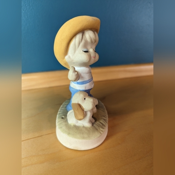Vintage UCTCI Japan Poppet Hat Boy Figurine with Puppy Dog - Picture 2 of 8